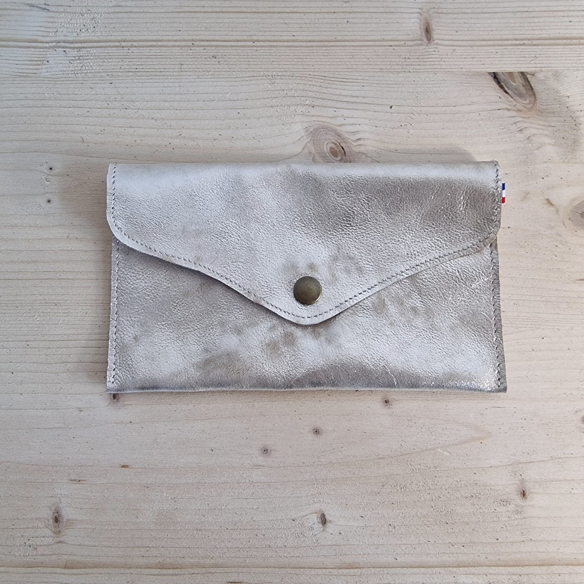 Pochette en cuir BEIGE métallisé