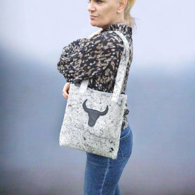 Sac Cabas Femme en cuir Peau de Vache BLANC et NOIR Bill - Vavounette&Co