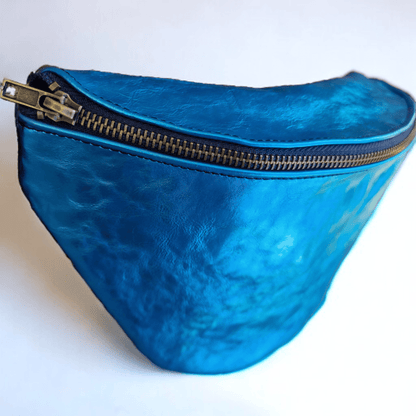 Sac banane Femme en cuir BLEU Métallisé Ava - Vavounette&Co