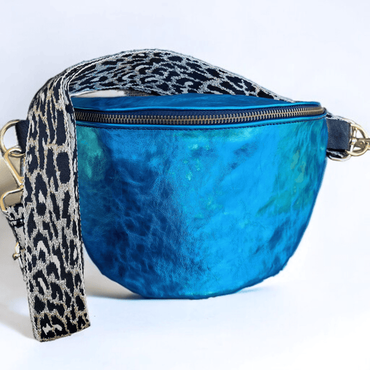 Sac banane Femme en cuir BLEU Métallisé Ava - Vavounette&Co