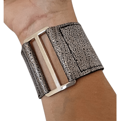 Bracelet en cuir Femme Manchette GRIS SERPENT Mara - Vavounette&Co