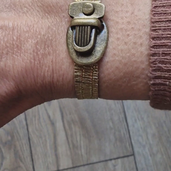 Bracelet en cuir femme DORÉ 