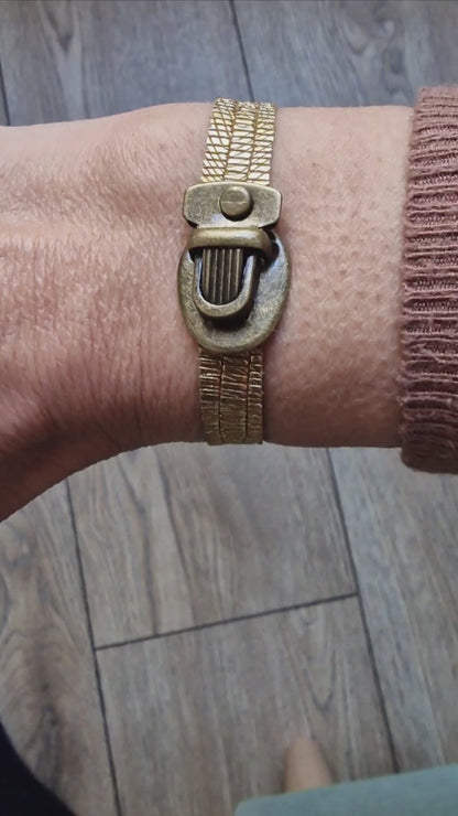 Bracelet en cuir femme DORÉ 