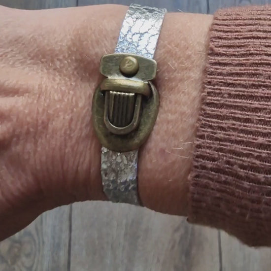 Bracelet en cuir femme ARGENTÉ