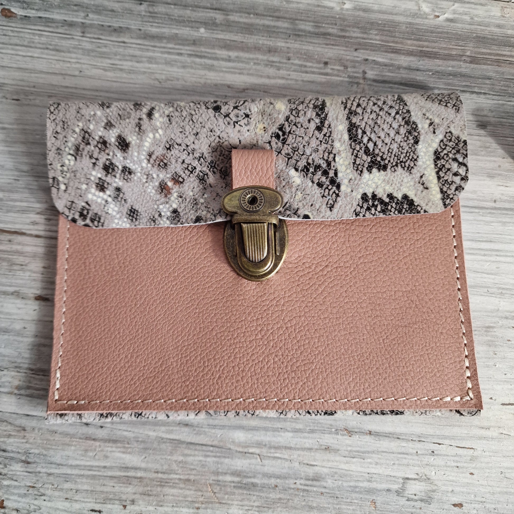 Pochette en cuir TERRACOTTA et BEIGE Serpent