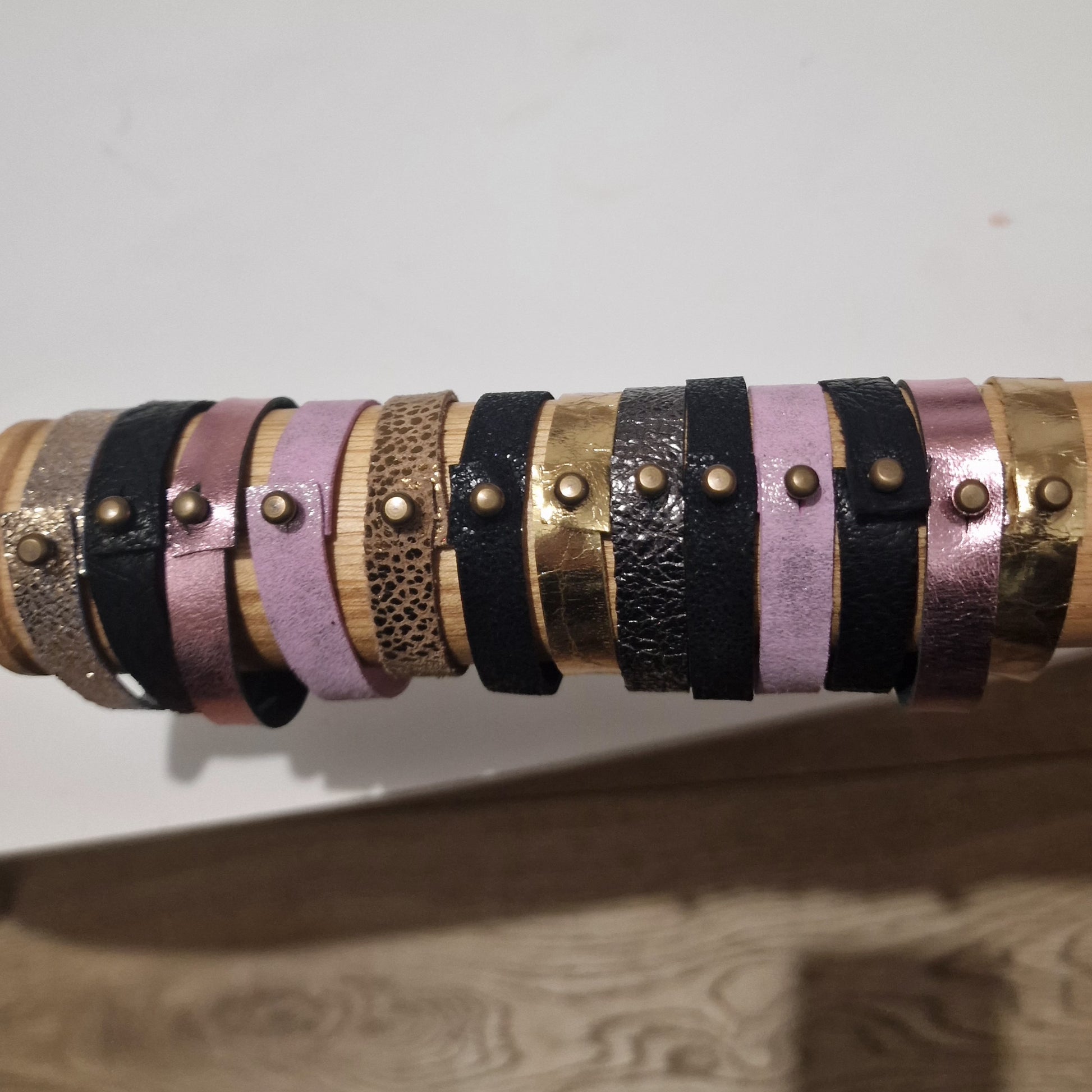 Bracelet en cuir NOIR Crispé