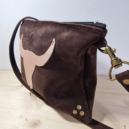 Sac à main en cuir Marron Chocolat et Tête de taureau Beige TORO 2025